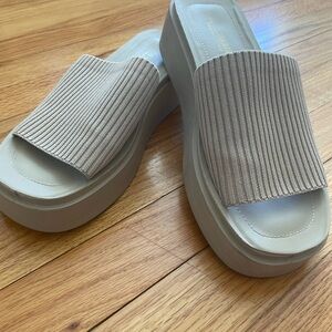 Elegant Taupe Platform Slide Sandals